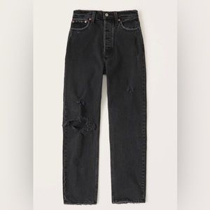 NWT Abercrombie & Fitch Dad Jeans (black, ripped knee, size 12/31)